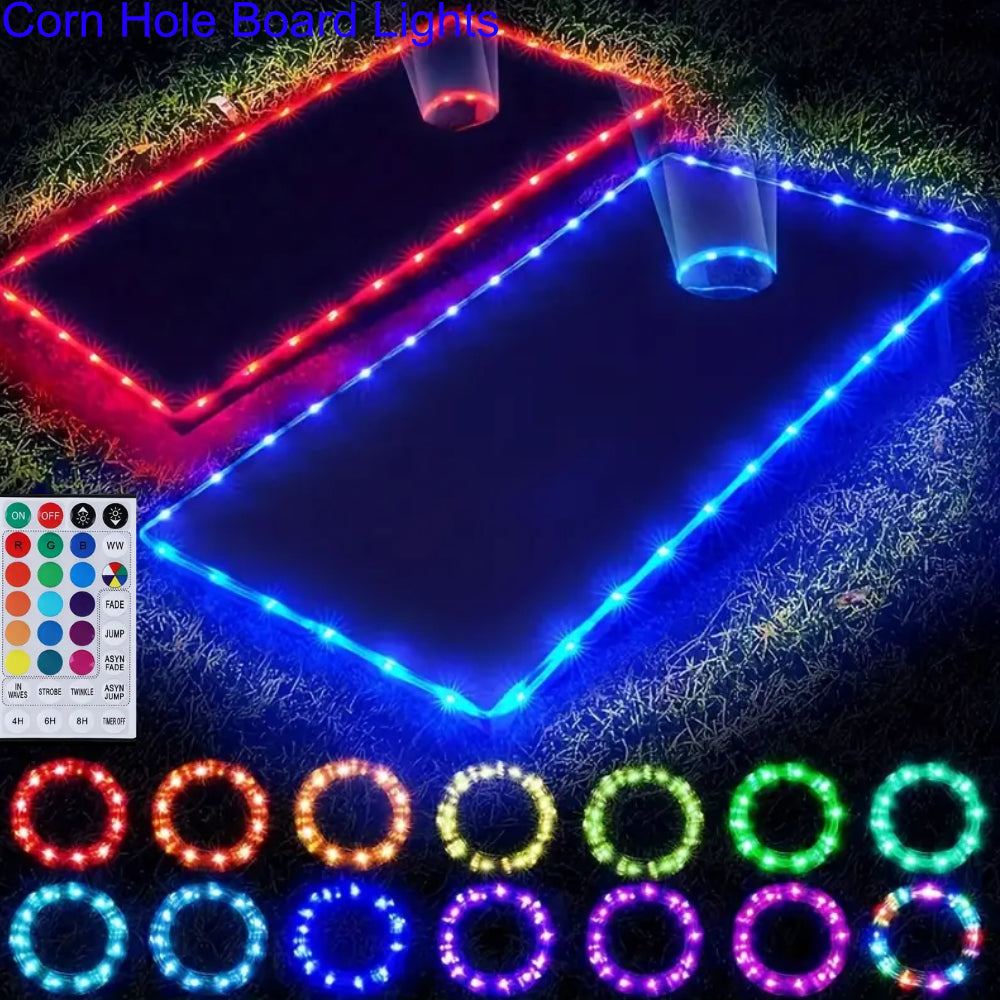 QIULIGHT 2set RGB LED Cornhole Light Kits - 16 Multicolor Remote control