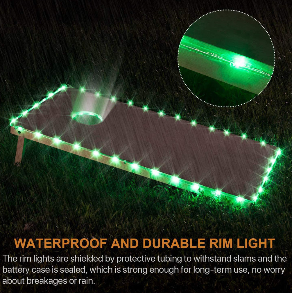 QIULIGHT 2set RGB LED Cornhole Light Kits - 16 Multicolor Remote control