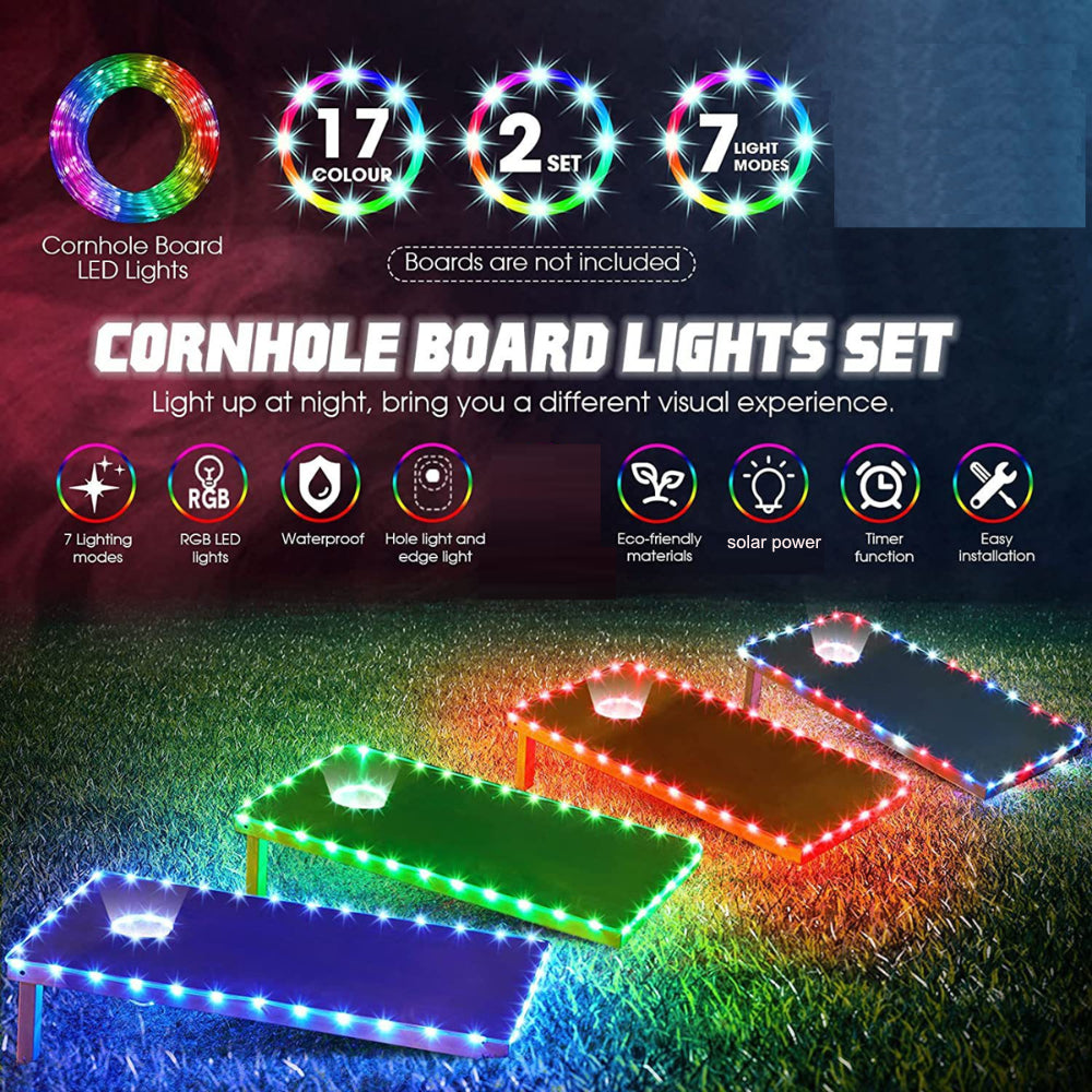 QIULIGHT 2set RGB LED Cornhole Light Kits - 16 Multicolor Remote control